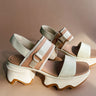 Sorel Kinetic Impact Slingback Honey White & Sea Salt Heel Sandal- front right side view