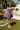 Piper Navy Blue & White Trim Mini Flare Dress- full body view
