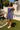 Piper Navy Blue & White Trim Mini Flare Dress- frontal side view