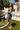 Piper Navy Blue & White Trim Mini Flare Dress- full side view