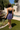 Piper Navy Blue & White Trim Mini Flare Dress- back view