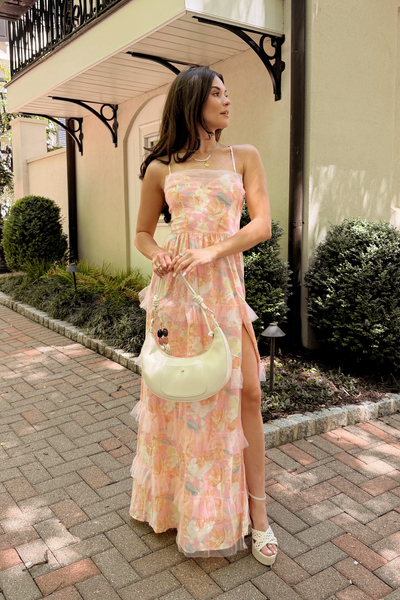 Freya Blush & Yellow Floral Ruffle Maxi Dress