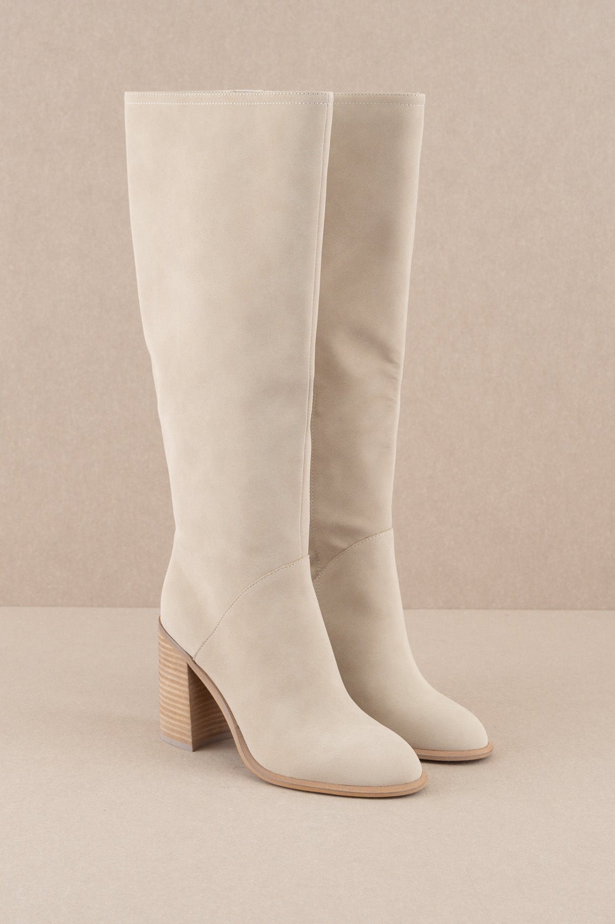 Shiloh Light Grey Knee High Boot - right side view of left & right shoes