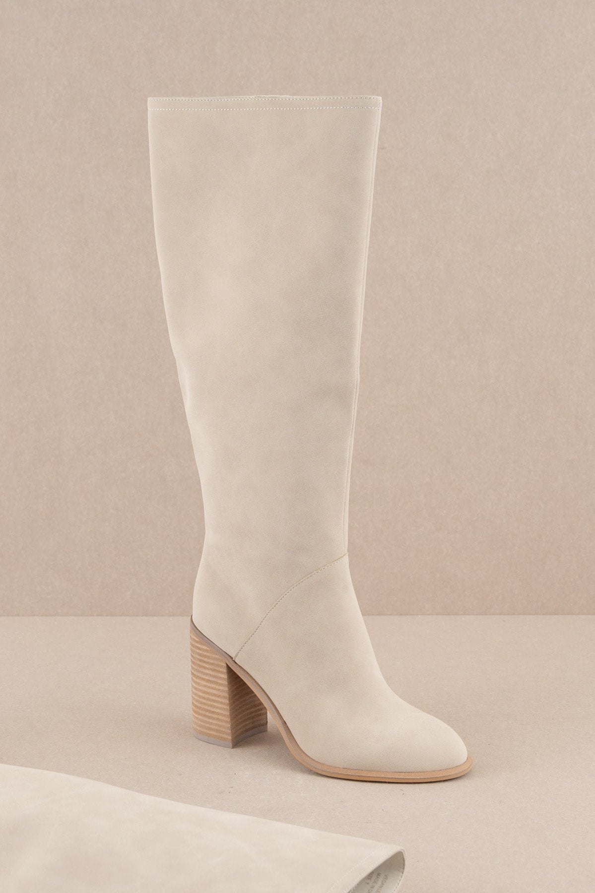 Shiloh Light Grey Knee High Boot - right side view of right shoe