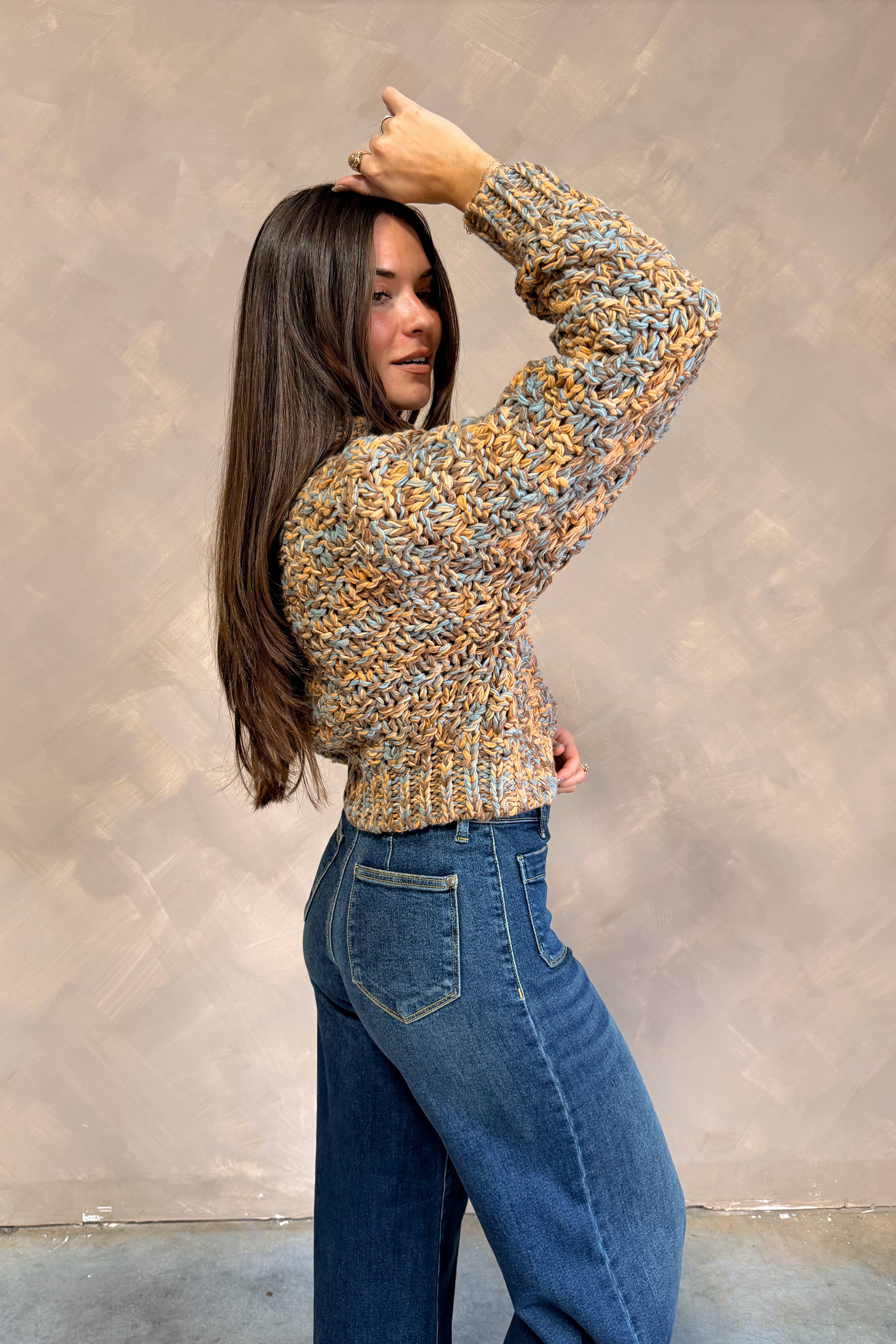 Rachele Multi Color Mock Neck Sweater - side view