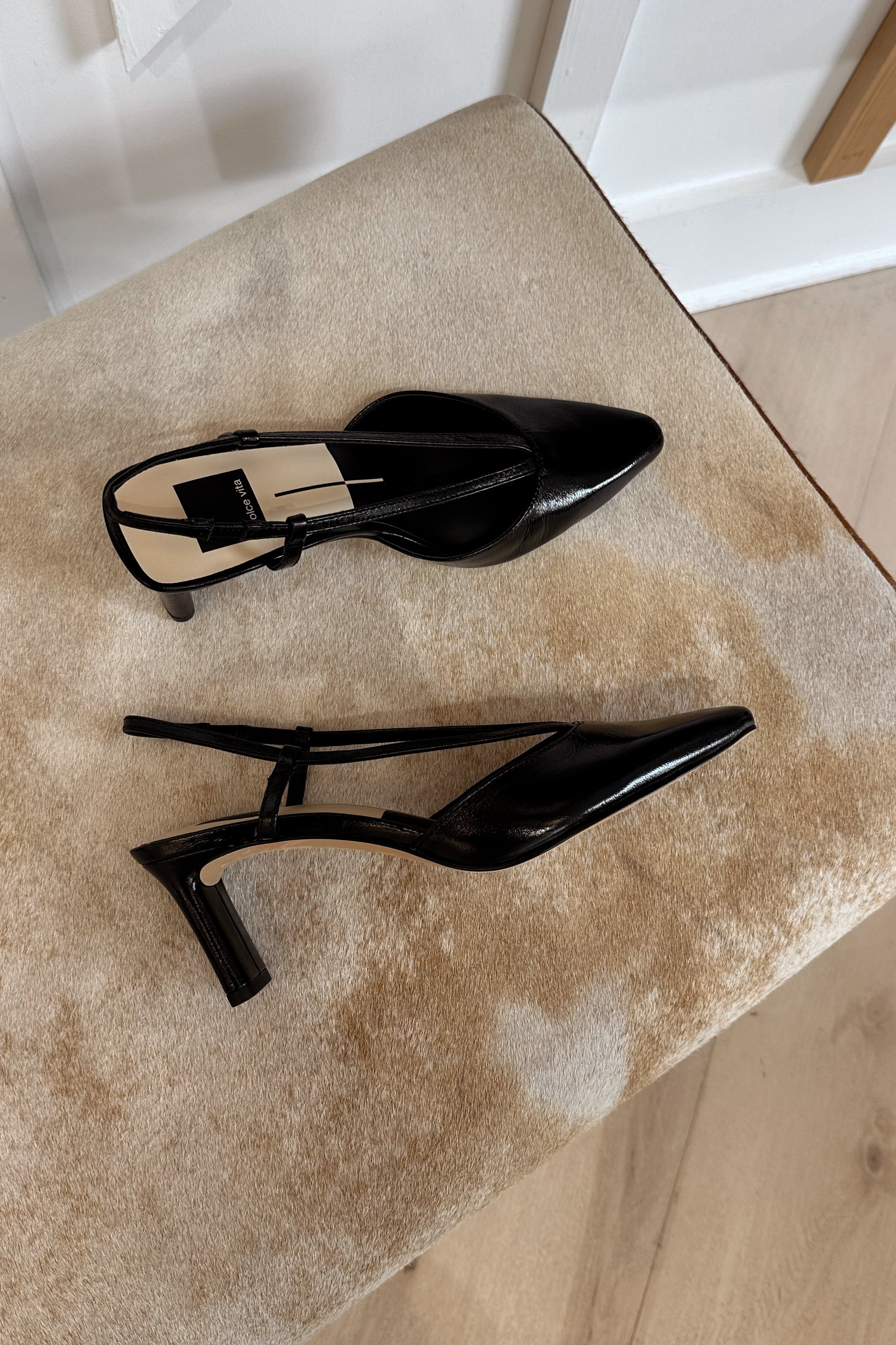 Dolce Vita Ginay Black Leather Heel- flat lay view