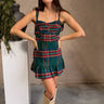 Ashlyn Green Multi Plaid Mini Dress - front view