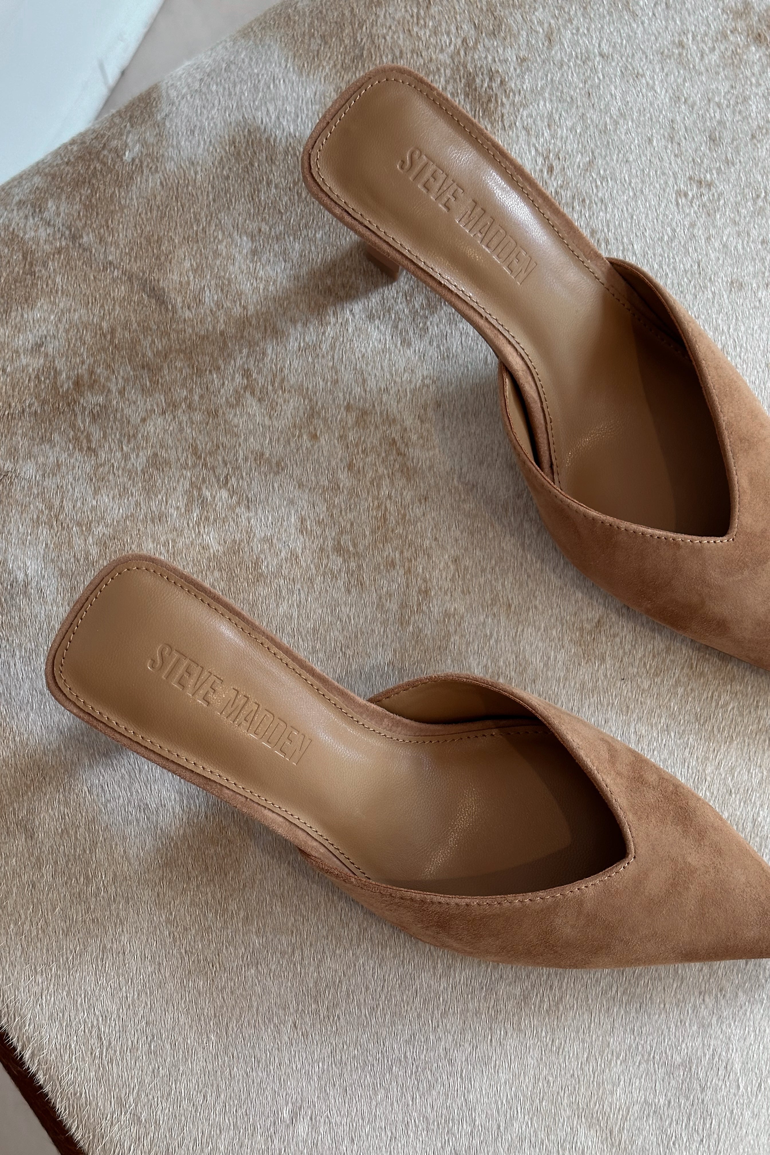 Steve Madden Mod Chestnut Suede Dress Mule- top view