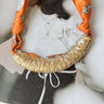 Patricia Orange Multi & Gold Bar Scarf Necklace- close up view