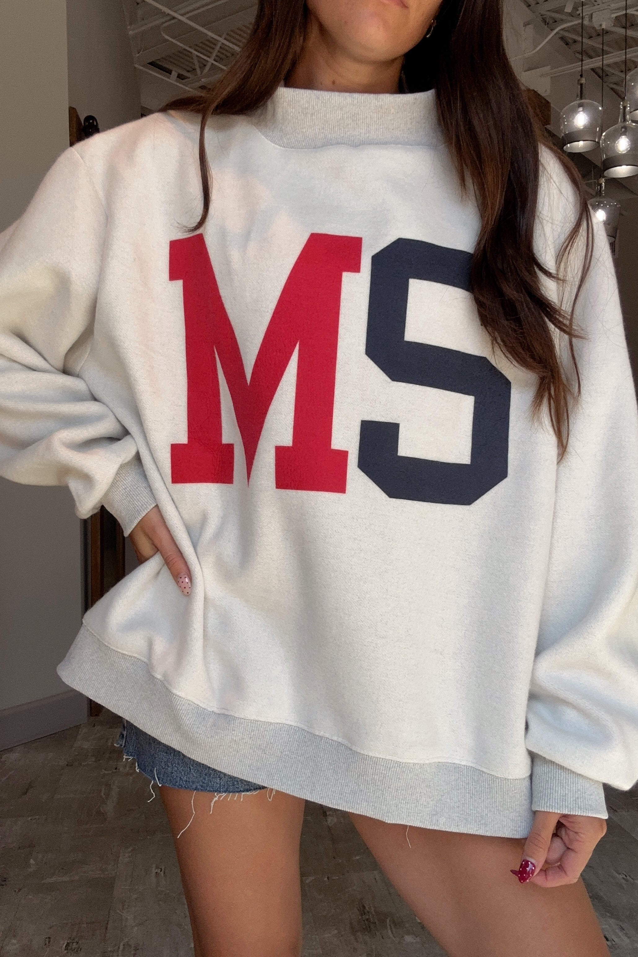Mississippi Reversible Mock Neck Sweatshirt- front top view
