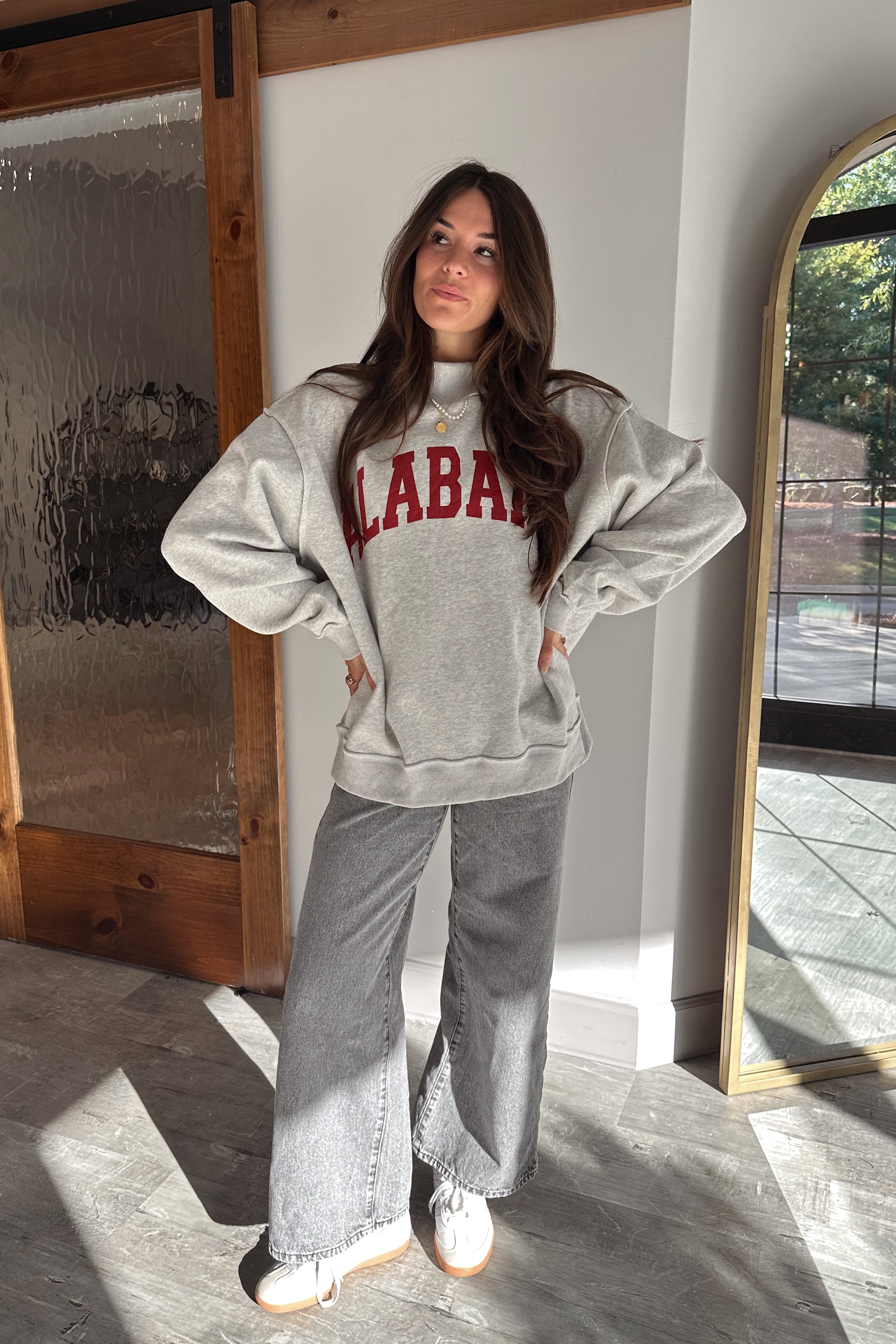 Alabama Reversible Mock Neck Sweatshirt- full body front view