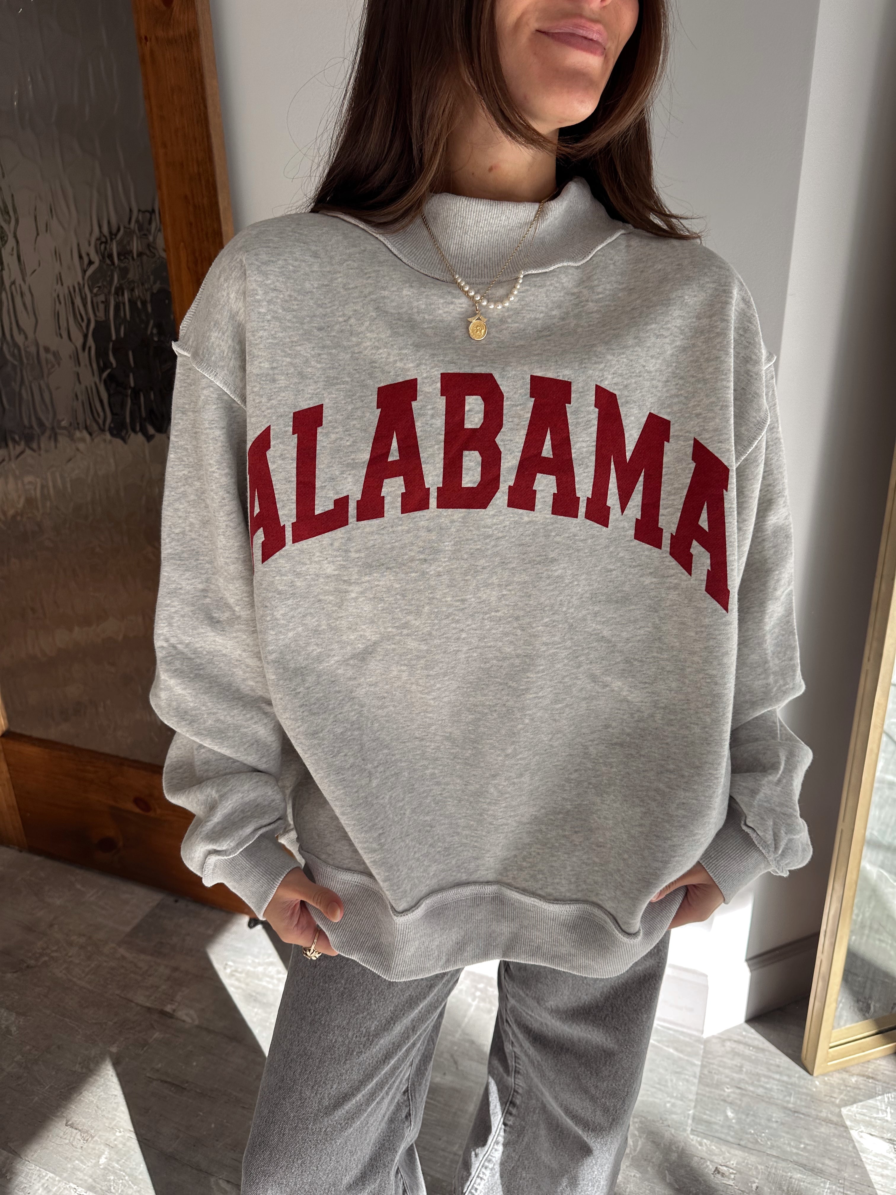 Alabama Reversible Mock Neck Sweatshirt- close front view