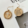 Shiloh Gold & Silver Cross Medallion Earrings - front and back flat lay