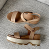 Sorel Joanie IV Y Strap Honest Beige Wedge Sandal- flat lay view