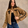 Briston Camel Sherpa Zip-Up Jacket - front view