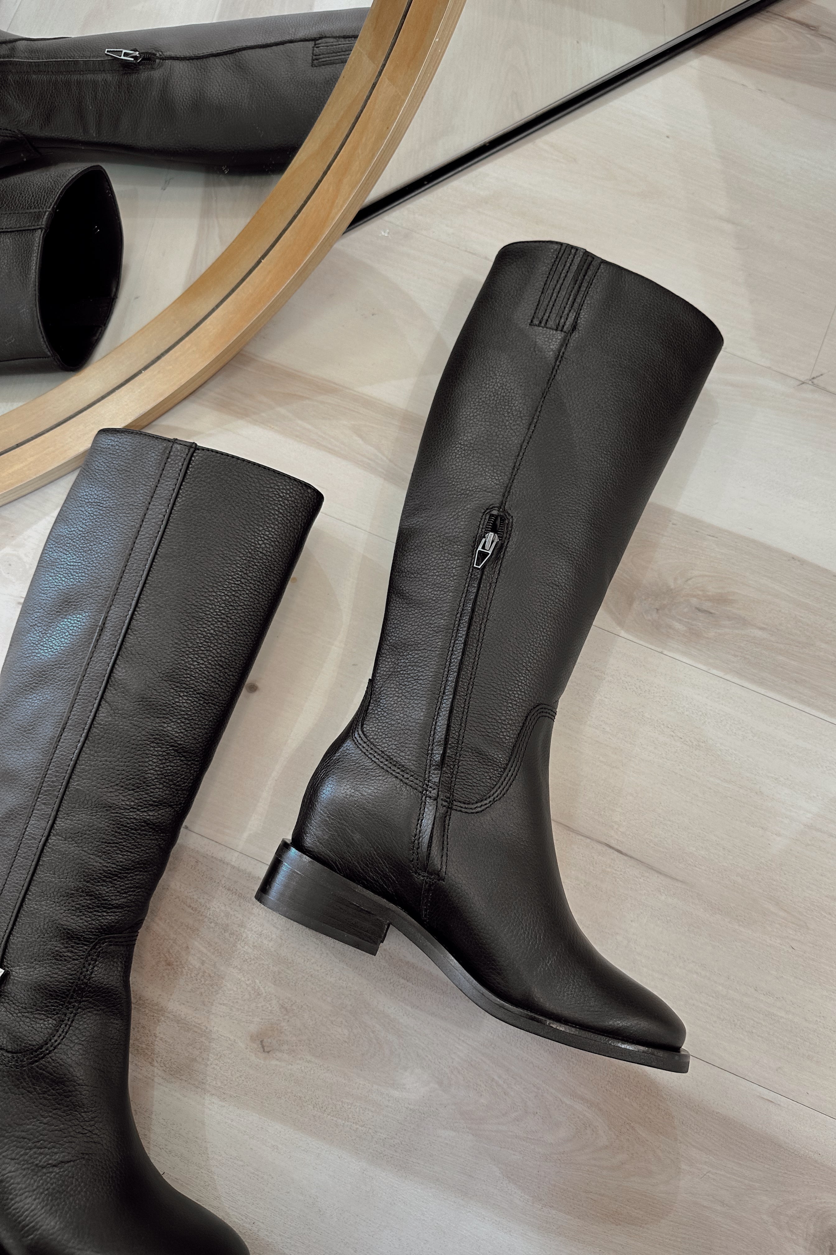Dolce Vita Kilian H2O Black Leather Boots- full side view