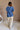 Lainey Navy Cotton Short Sleeve Top - full back view