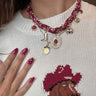 Marlowe Burgundy Scarf & Charms Necklace- front view