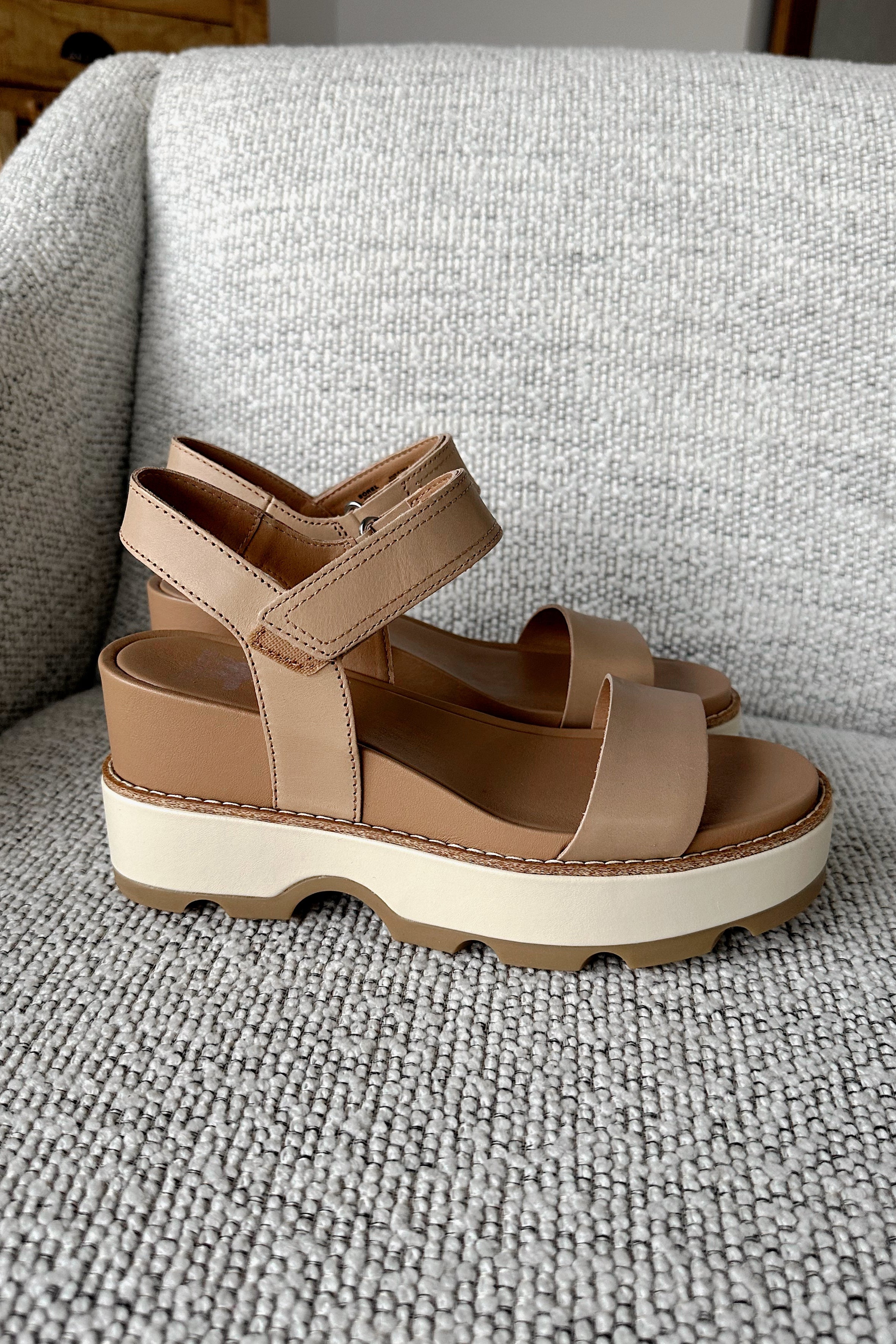 Joanie IV Y Strap Honest Beige Wedge Sandal- right side view