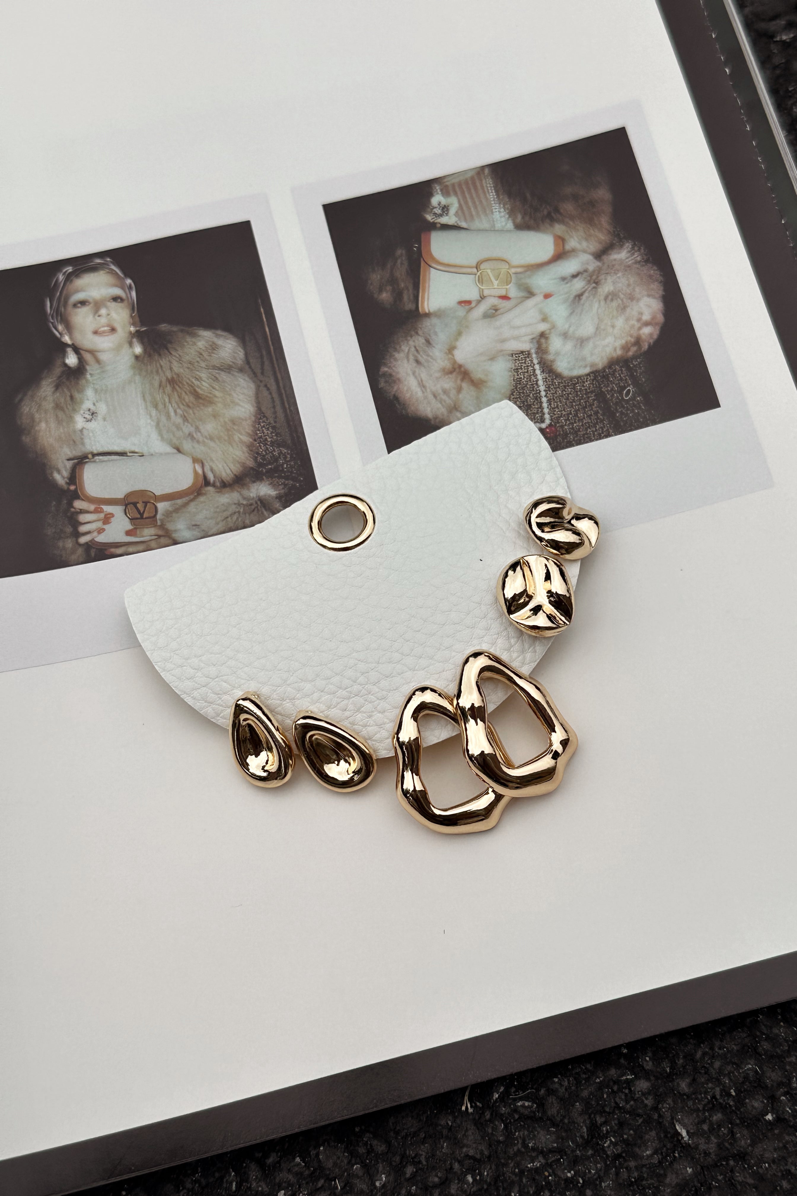 Delaney Gold Hammered Earring Set - flat lay