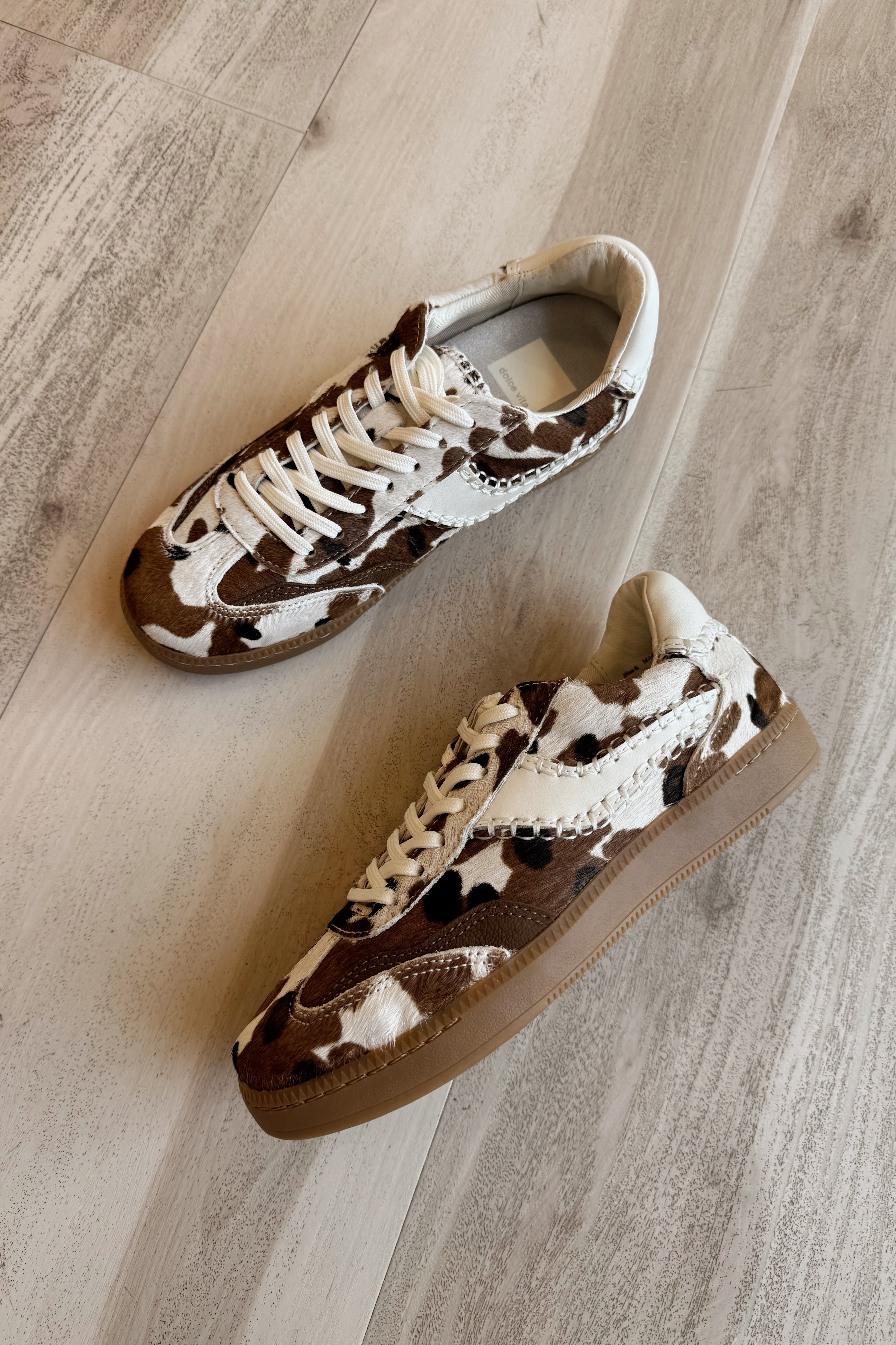 Dolce Vita Notice Stitch Cocoa Taurus Calf Hair Sneaker- flat lay view