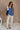 Lainey Navy Cotton Short Sleeve Top - full body front view