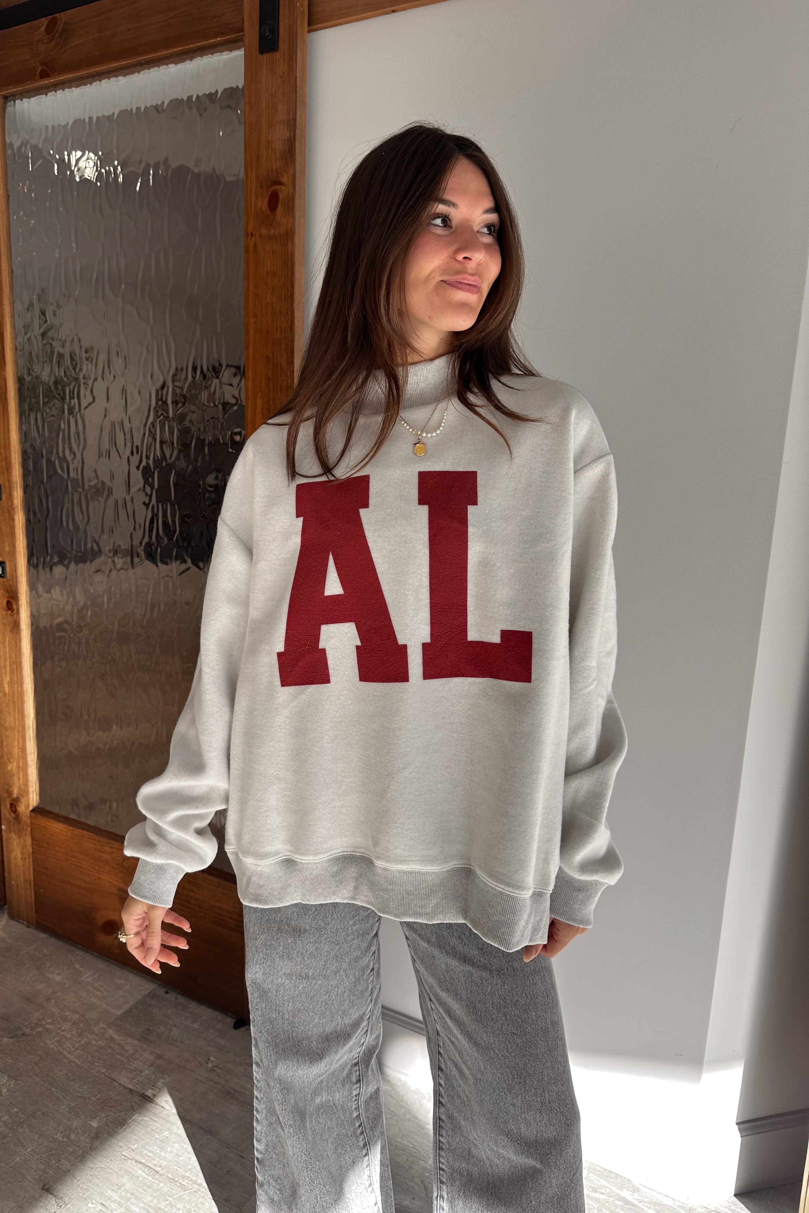 Alabama Reversible Mock Neck Sweatshirt- front top view