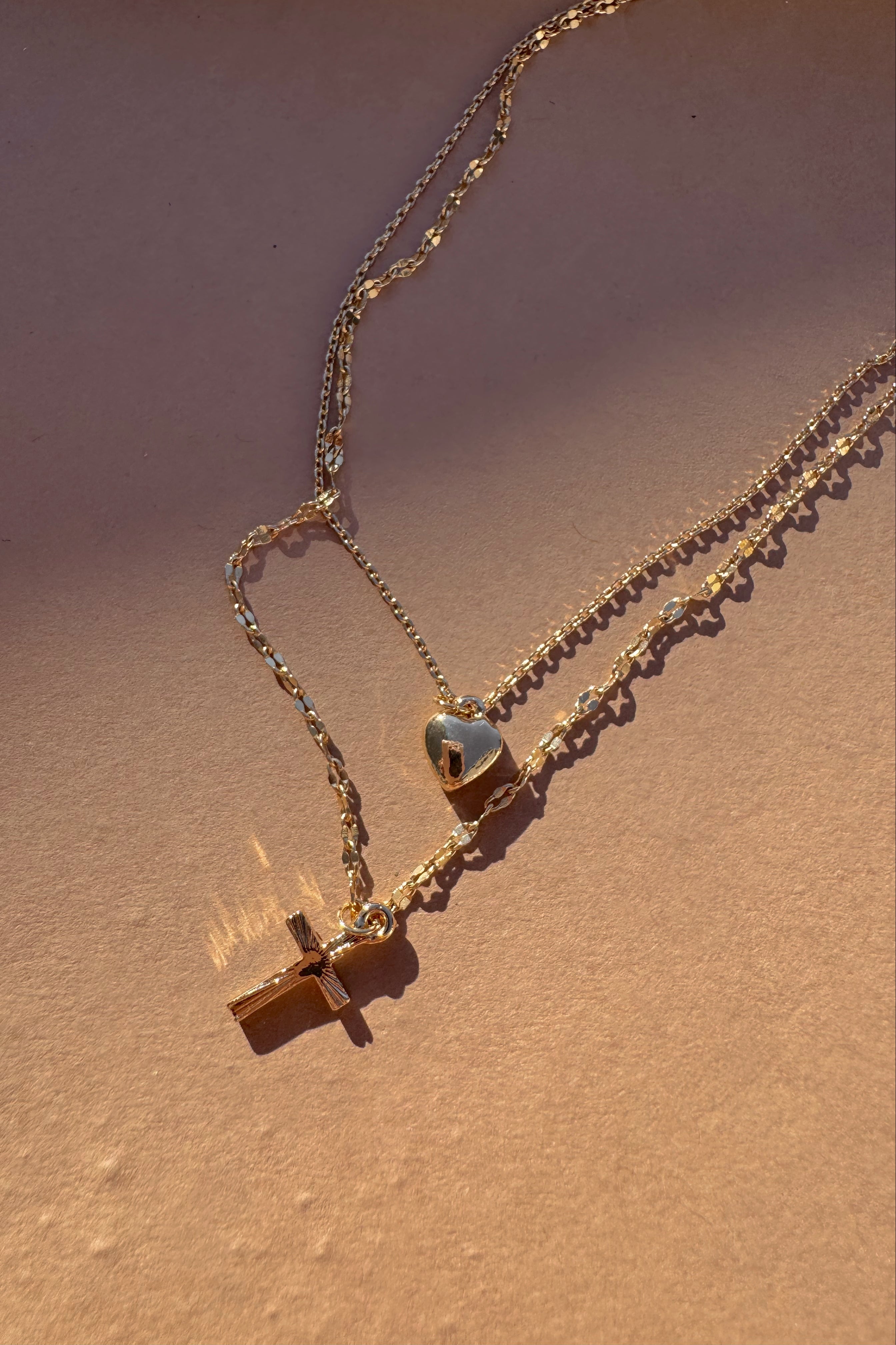 Liliana Gold Heart & Cross Layered Necklace Lizard Thicket