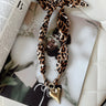 Alicia Cheetah & Gold Heart Scarf Necklace- top view