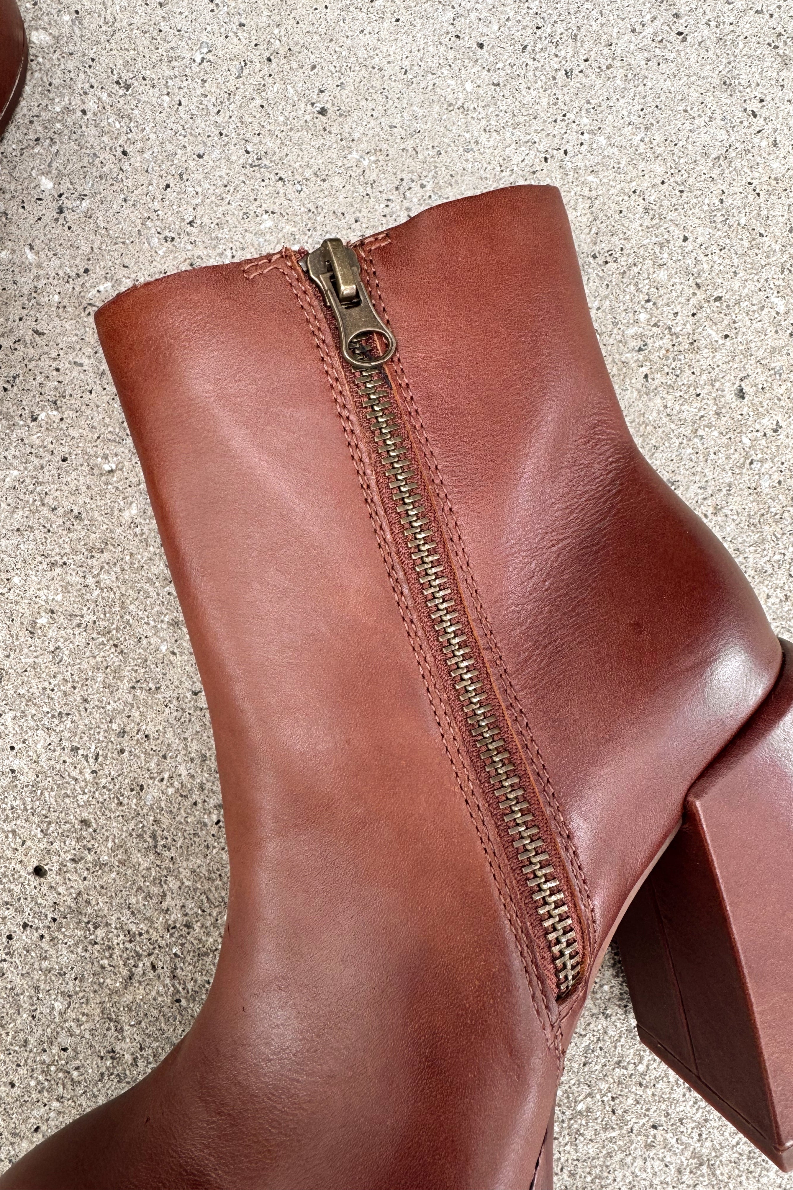 Kork Ease Aime Rust Platform Boot- close up side view