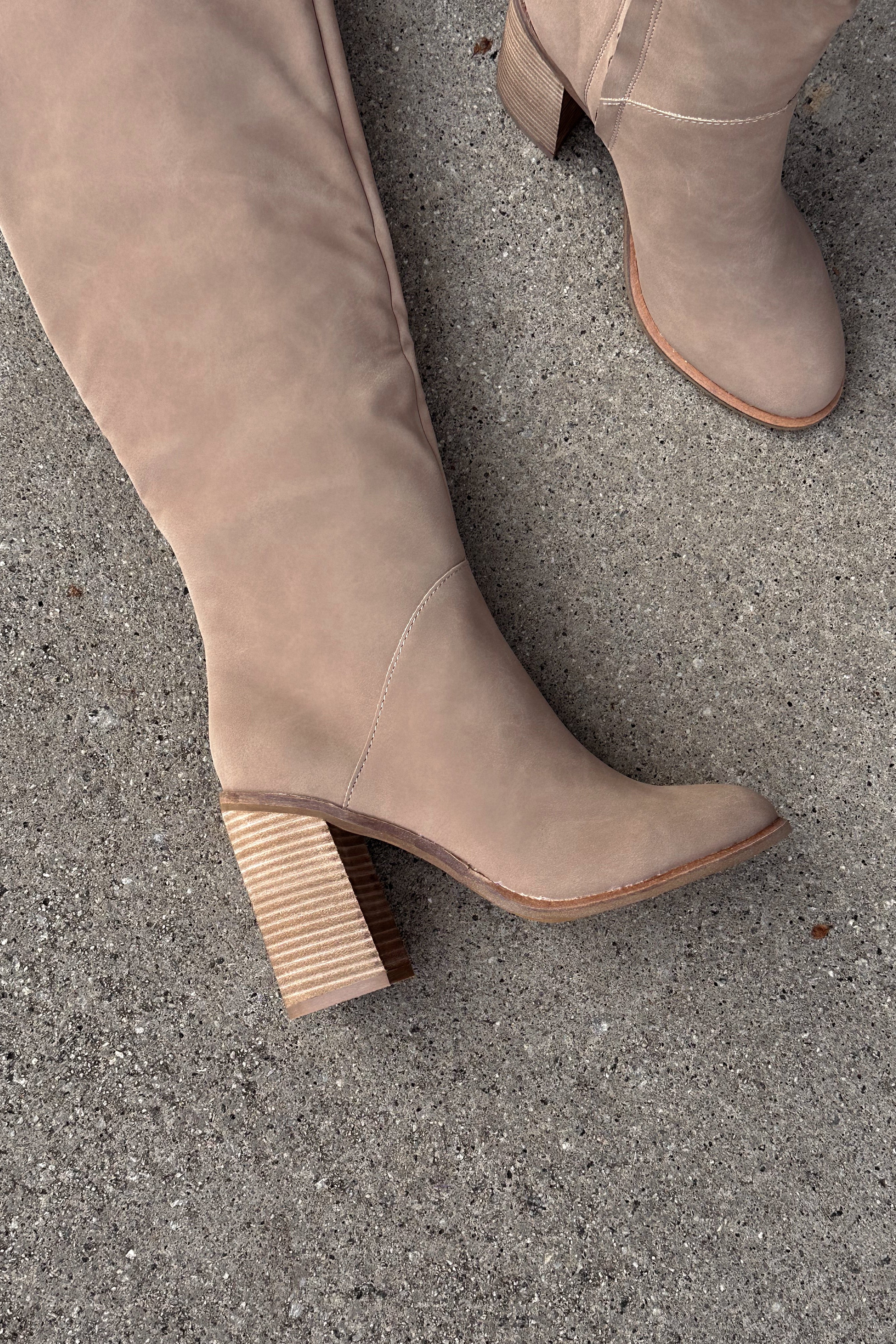 Shiloh Cedar Brown Knee High Boot- close up side view