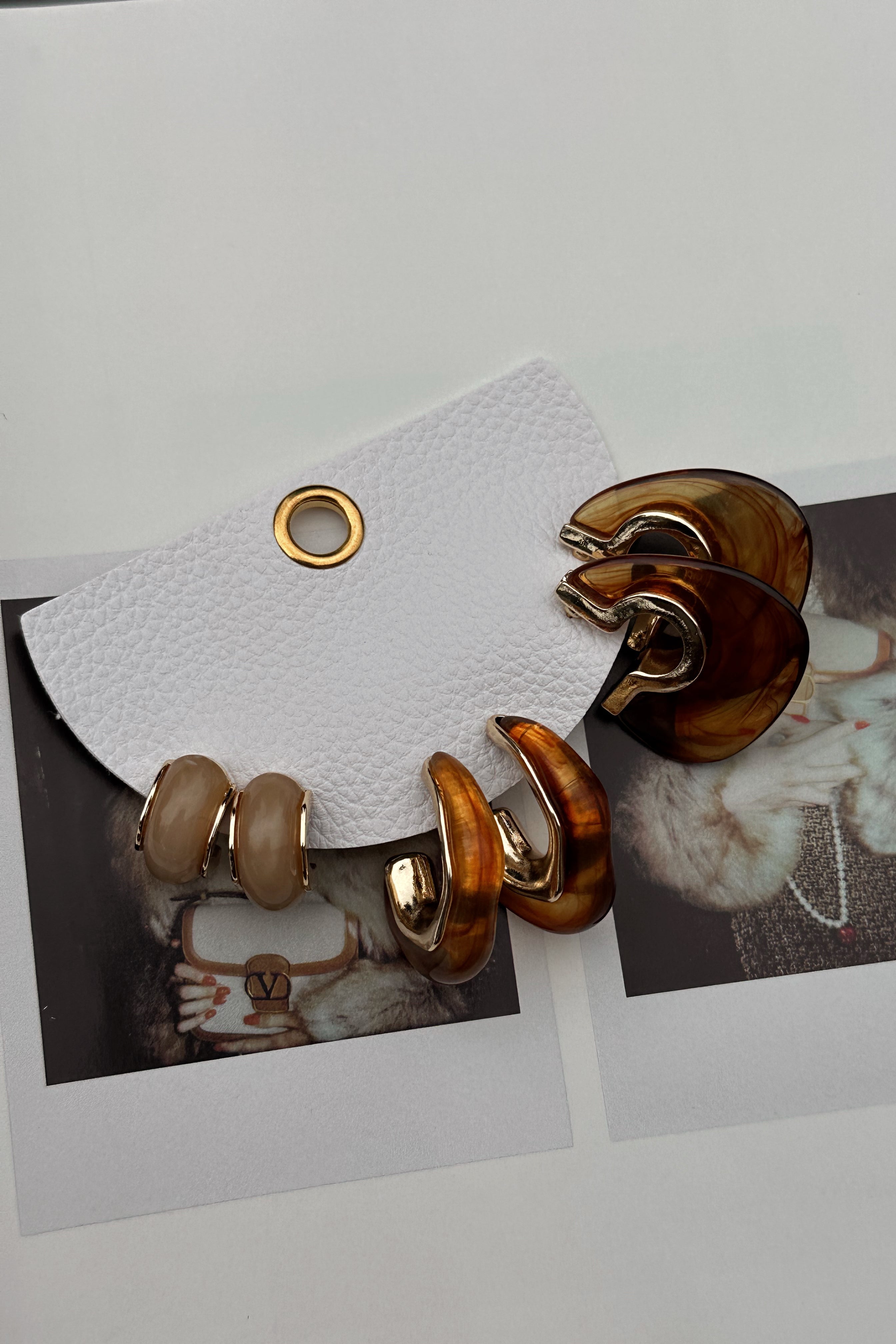 Janine Brown Tortoise Hoop Earring Set - flat lay close up