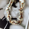 Emma Ivory Multi Floral Scarf Necklace- close up view