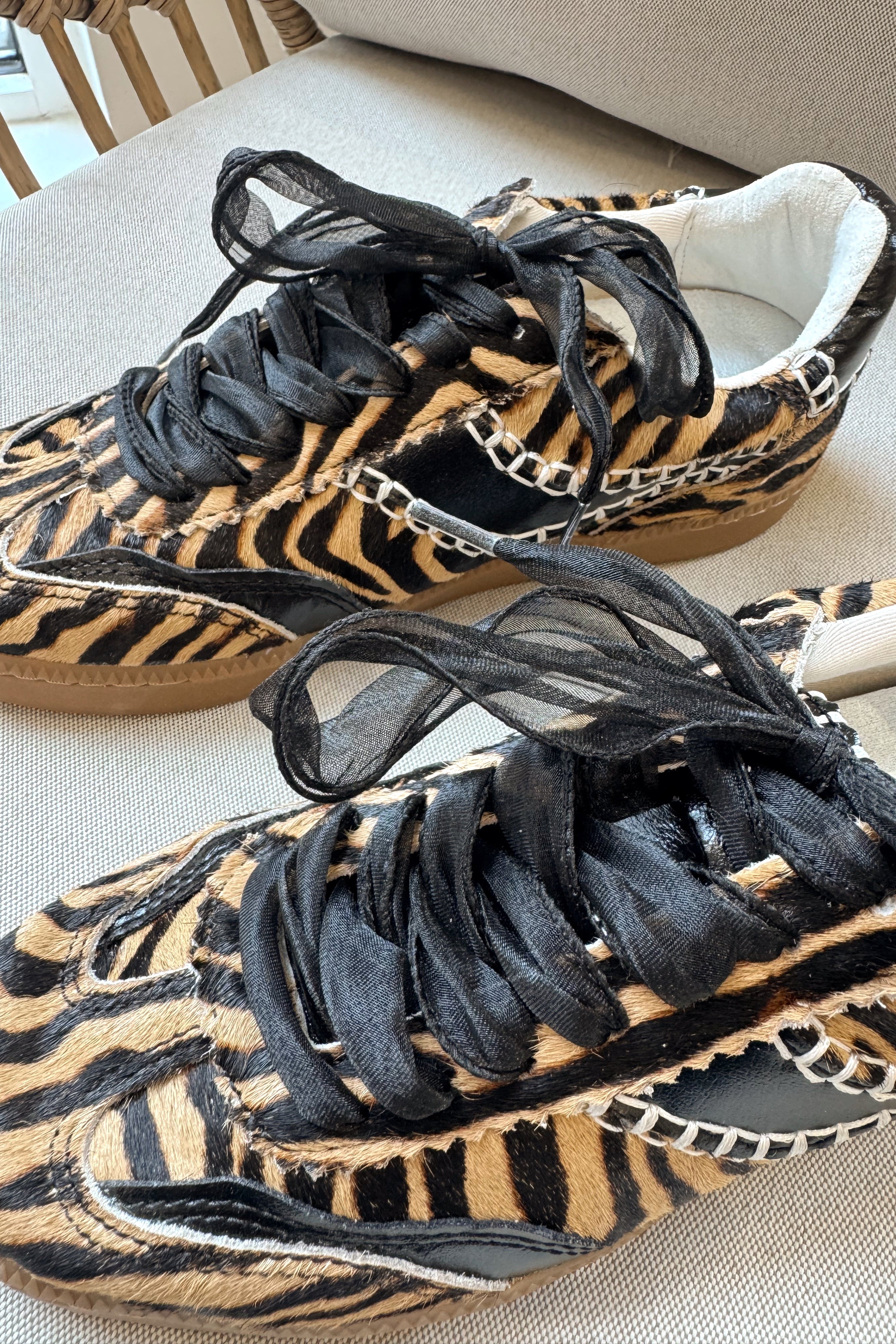 Dolce Vita Notice Stitch Tiger Calf Hair Sneaker- top view