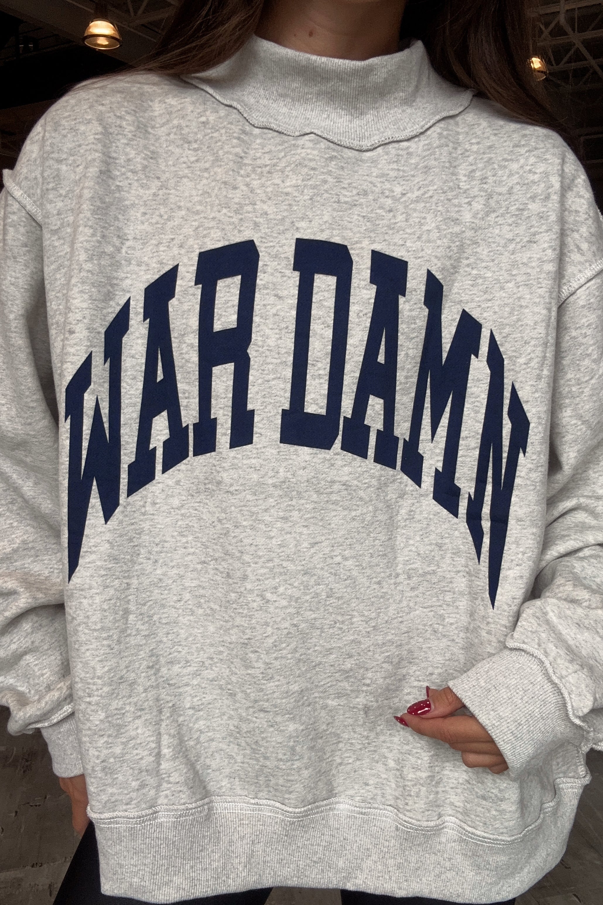 Auburn Reversible Mock Neck Sweatshirt- close up view