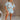 Shea Light Blue & White Striped Shorts - view of front full body