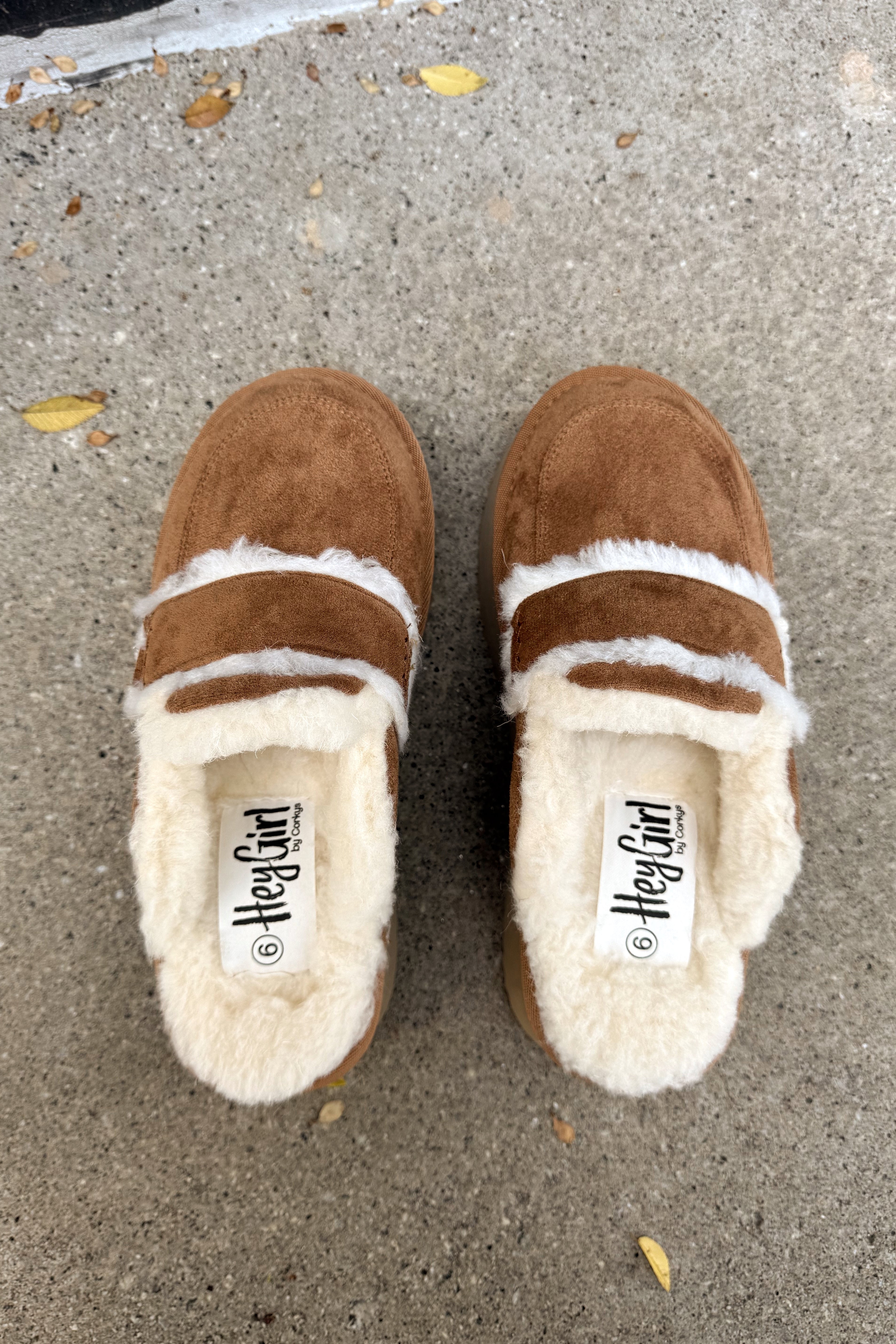 Hey Girl by Corkys Veg Out Camel Suede Platform Clog- front top view