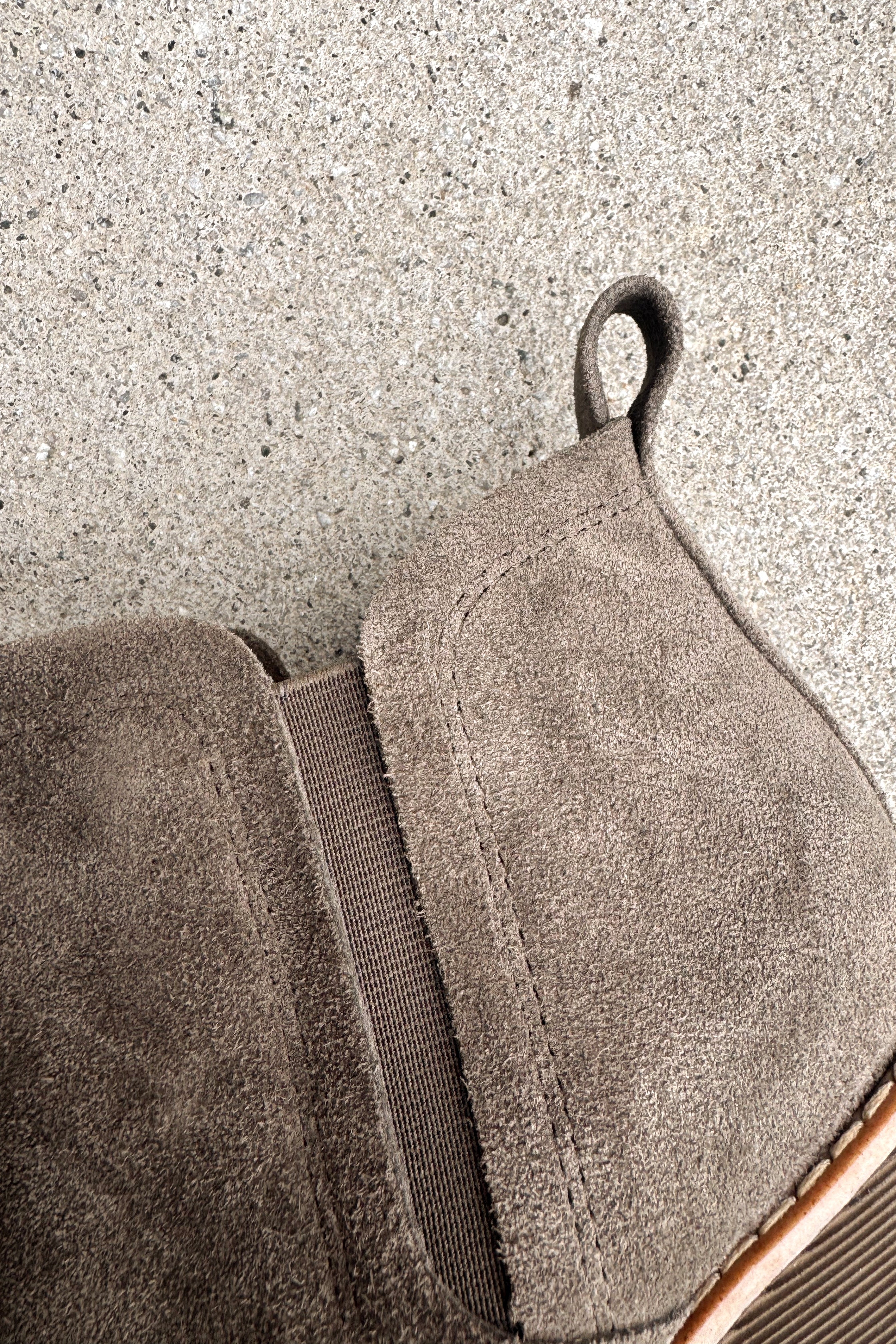 Sofft Emma Dark Taupe Wedge Bootie- close up top view