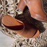 Kork-Ease Stowe Brown Wedge Heel Sandal- flat lay view