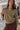 Sami Olive Leather Collar Zip-Up Sweater - front view