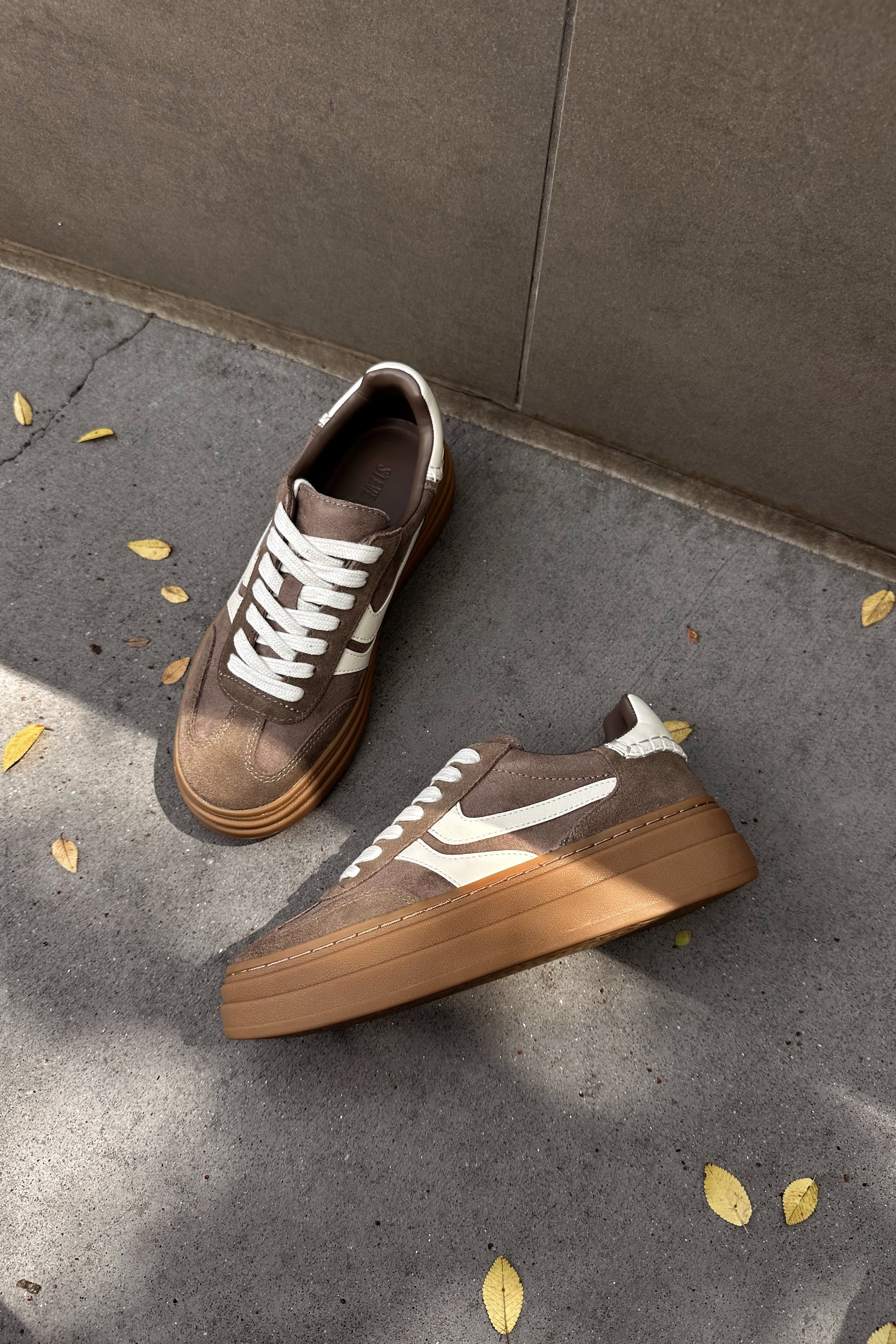 Steve Madden Dodge Espresso Multi Platform Sneaker- flat lay view