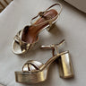 Chinese Laundry Tessa Gold Platform Heel- flat lay view