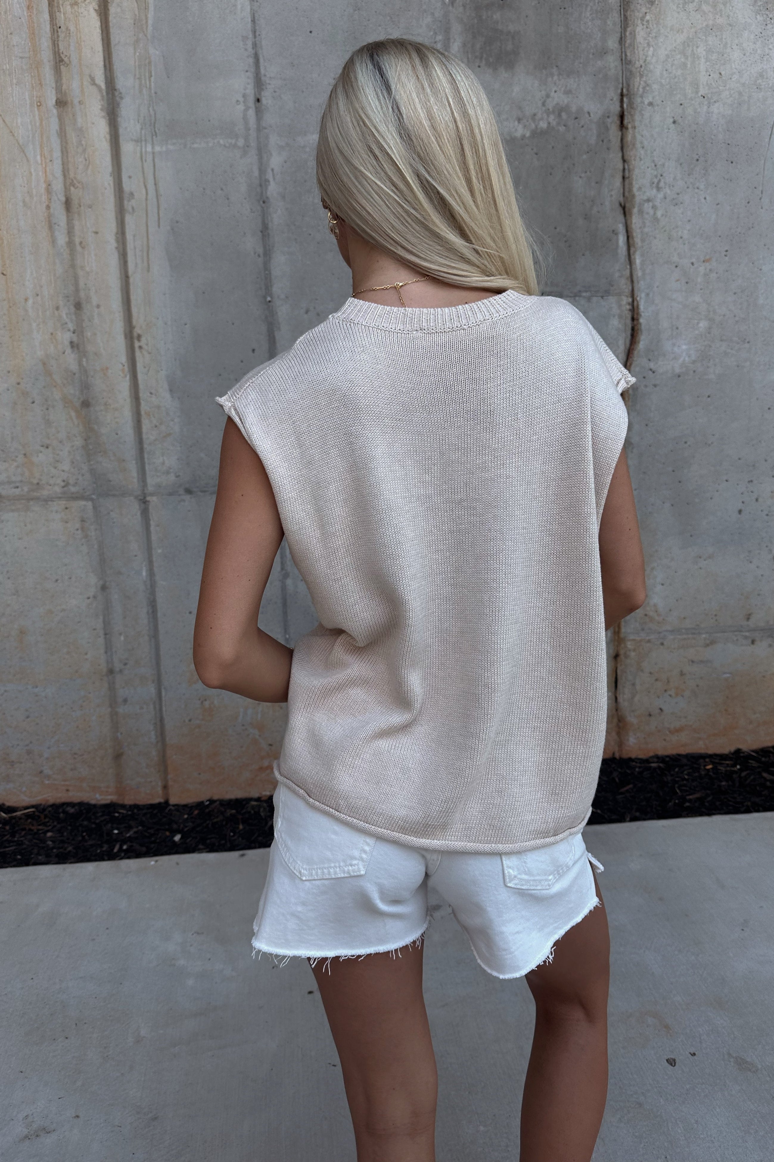 Lucy Cream Knit American Flag Tank- back view