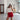 Erin Red & White Active Shorts - mirror front view