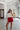 Erin Red & White Active Shorts - mirror front view