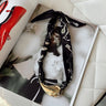 Charlotte Black & Gold Scarf Necklace- full view