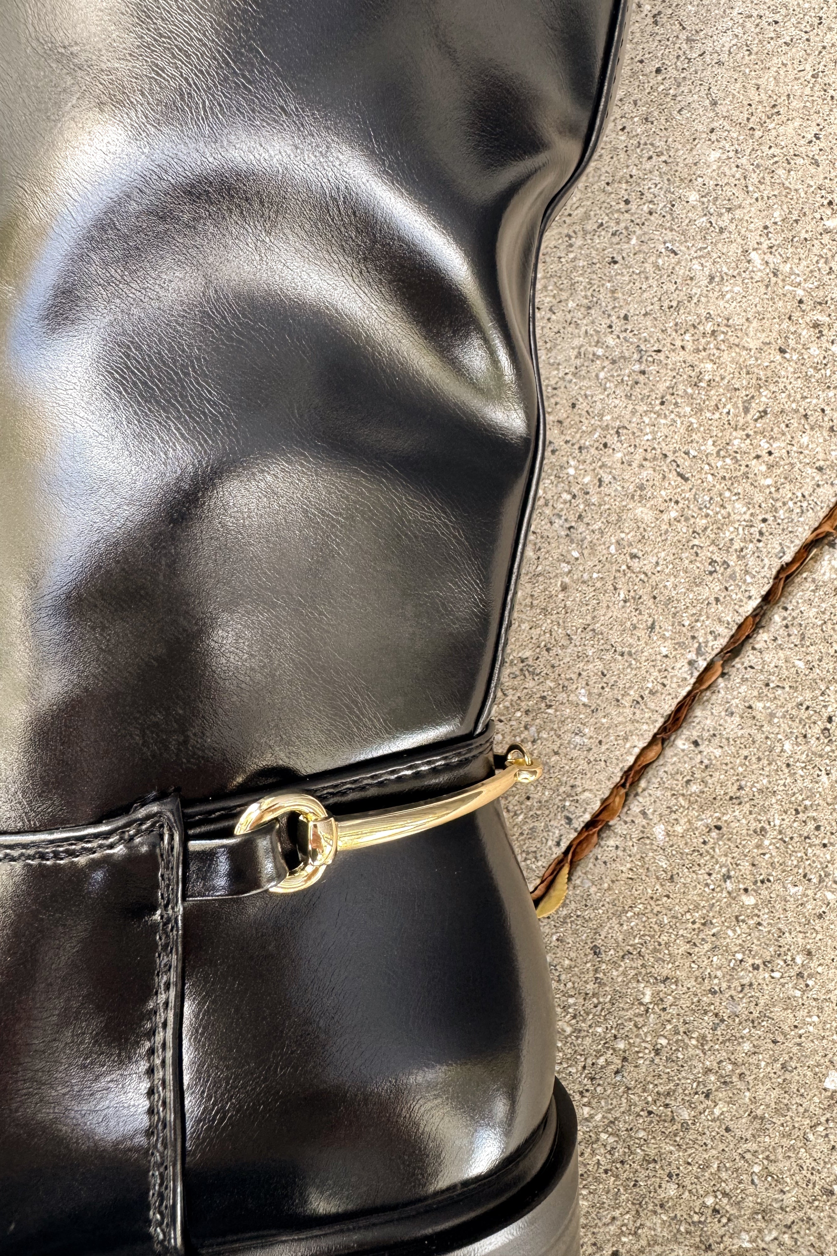 Sofia Black Tall Riding Boot- close up detail view