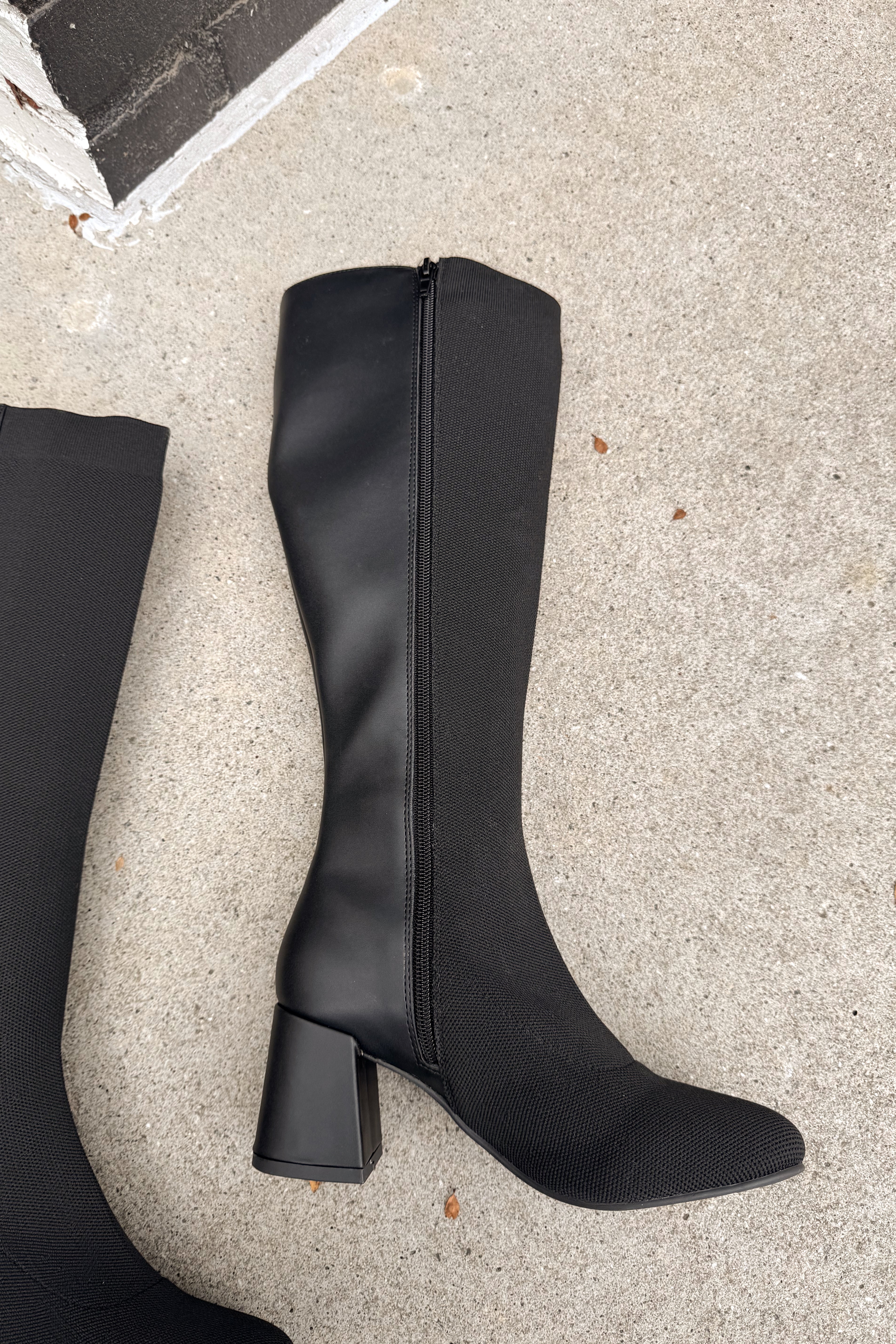 Mia Bettina Black Contrast Tall Boot- full side view