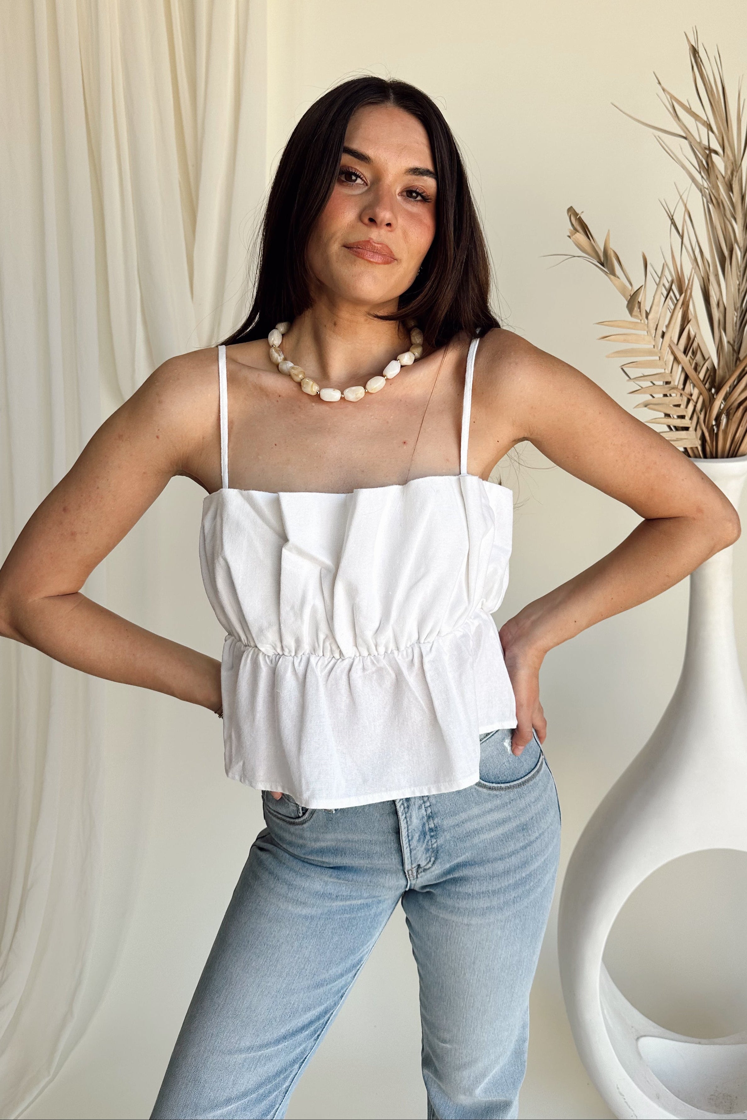 White Ruffle Tank Alice White Ruffle Cropped Tank - Lizard Thicket