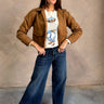Monroe Camel Suede Cropped Jacket - full body front view